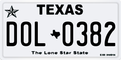 TX license plate DOL0382