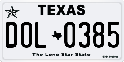 TX license plate DOL0385