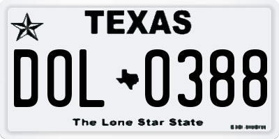TX license plate DOL0388