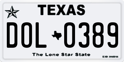 TX license plate DOL0389