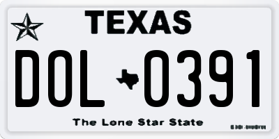 TX license plate DOL0391