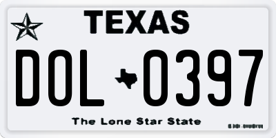 TX license plate DOL0397
