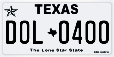 TX license plate DOL0400