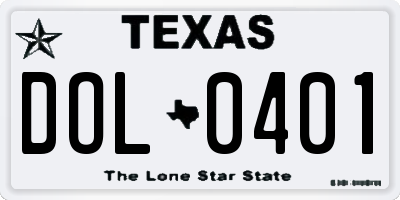 TX license plate DOL0401