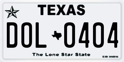 TX license plate DOL0404