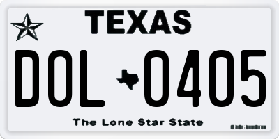 TX license plate DOL0405
