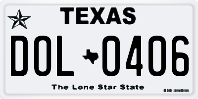 TX license plate DOL0406