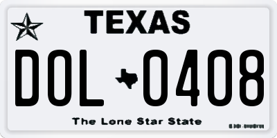 TX license plate DOL0408