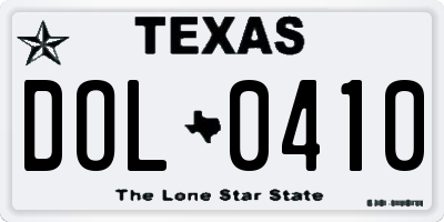 TX license plate DOL0410