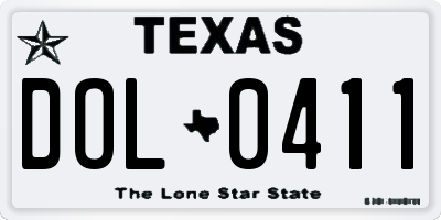 TX license plate DOL0411