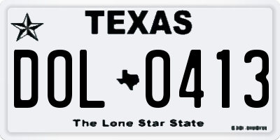 TX license plate DOL0413