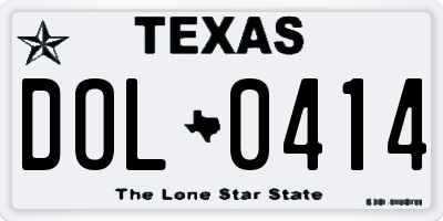 TX license plate DOL0414