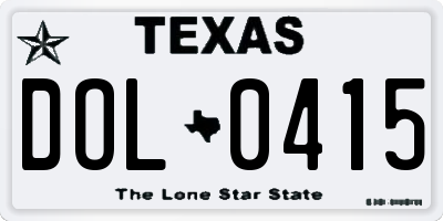 TX license plate DOL0415