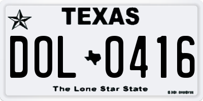 TX license plate DOL0416