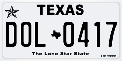TX license plate DOL0417