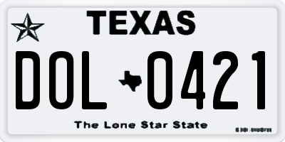 TX license plate DOL0421