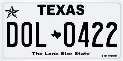 TX license plate DOL0422