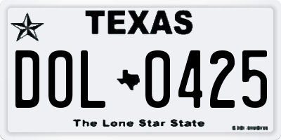 TX license plate DOL0425