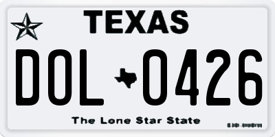 TX license plate DOL0426