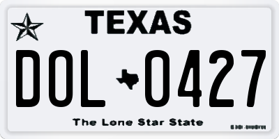 TX license plate DOL0427