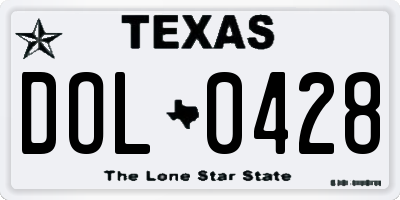 TX license plate DOL0428