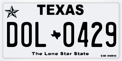 TX license plate DOL0429