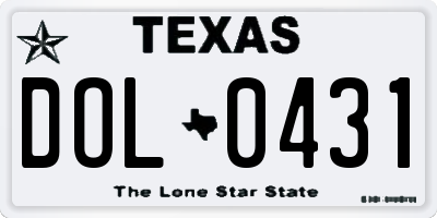 TX license plate DOL0431