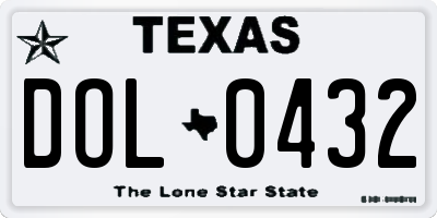TX license plate DOL0432