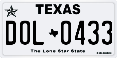 TX license plate DOL0433