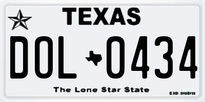 TX license plate DOL0434