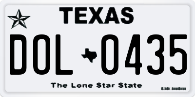 TX license plate DOL0435
