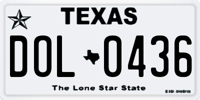 TX license plate DOL0436