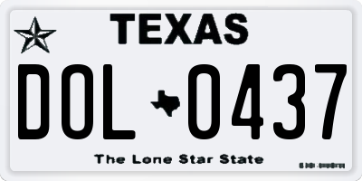 TX license plate DOL0437
