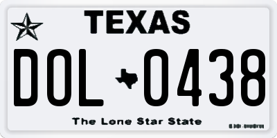 TX license plate DOL0438