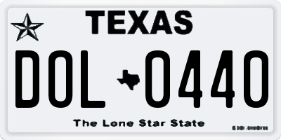 TX license plate DOL0440