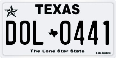 TX license plate DOL0441
