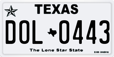 TX license plate DOL0443