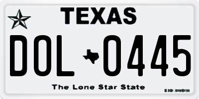 TX license plate DOL0445