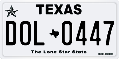 TX license plate DOL0447