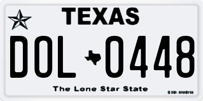 TX license plate DOL0448