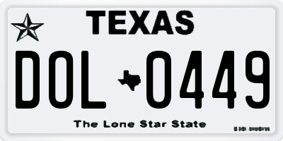 TX license plate DOL0449