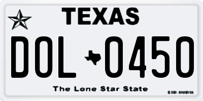 TX license plate DOL0450