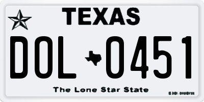 TX license plate DOL0451