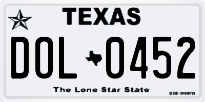 TX license plate DOL0452