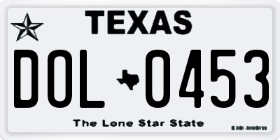 TX license plate DOL0453