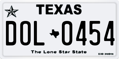 TX license plate DOL0454