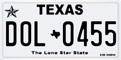 TX license plate DOL0455