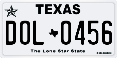 TX license plate DOL0456