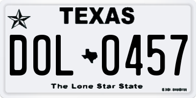 TX license plate DOL0457