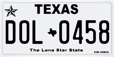 TX license plate DOL0458